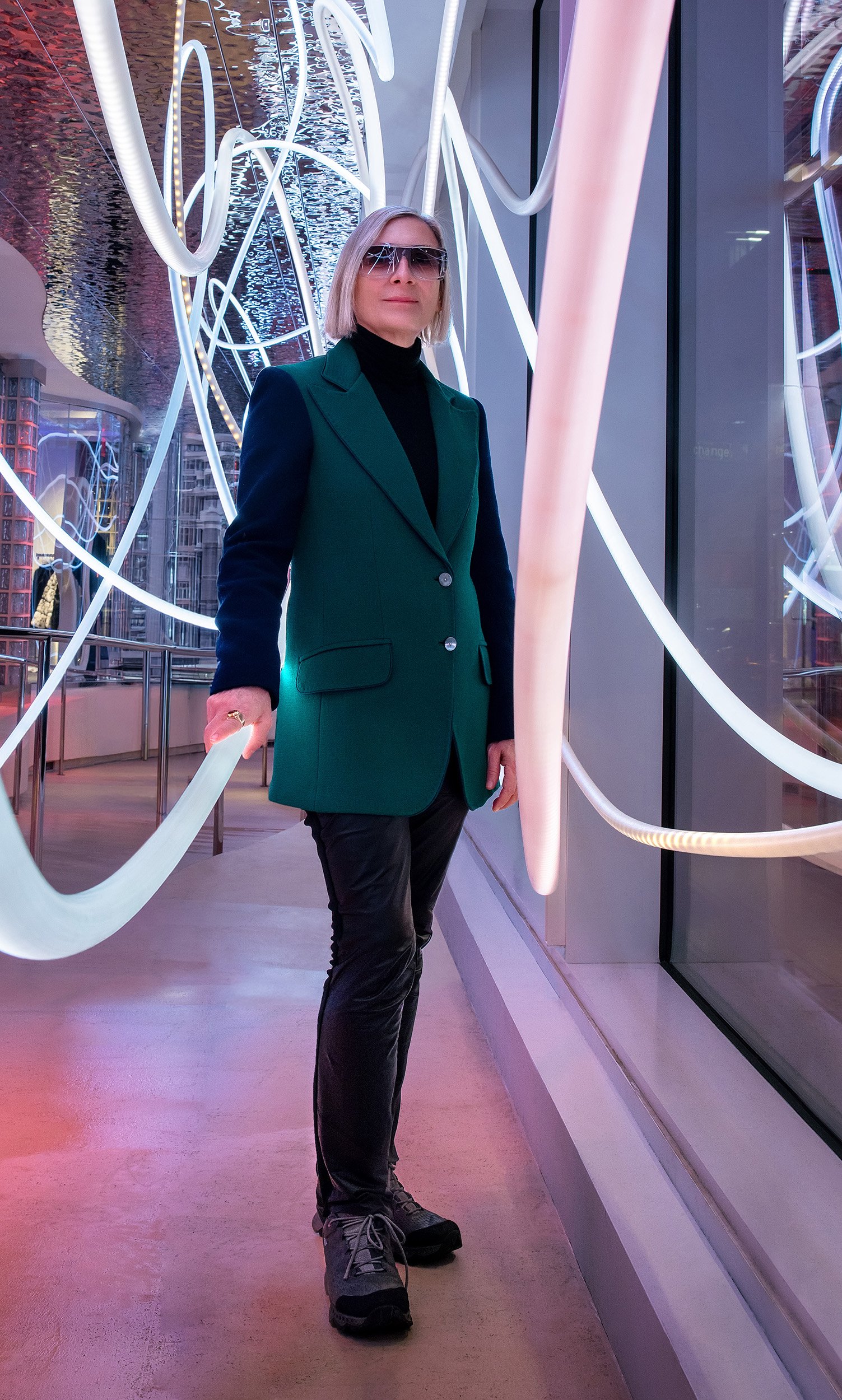 Grimanesa Amoros light installation PERFECT TIMING portrait for Printemps NYC