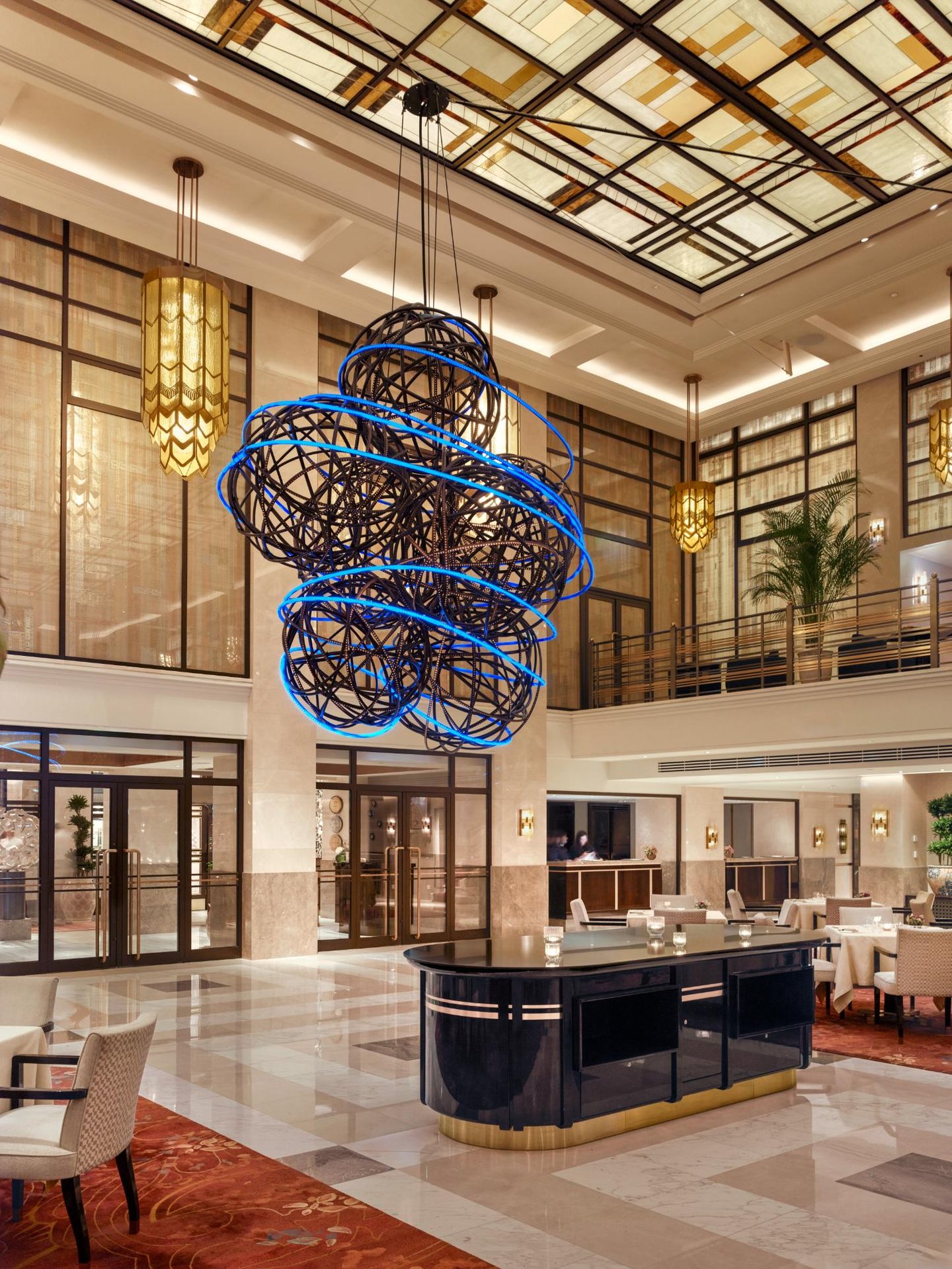 Grimanesa Amoros MARITIME light installation at the Peninsula Hotel Istanbul lobby on the Schon Magazine article