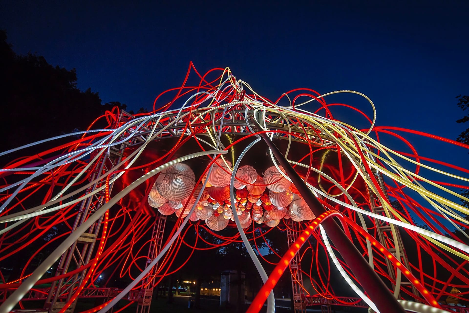 Grimanesa Amoros HEDERA light sculpture at Prospect Park Bandshell Brooklyn, NY