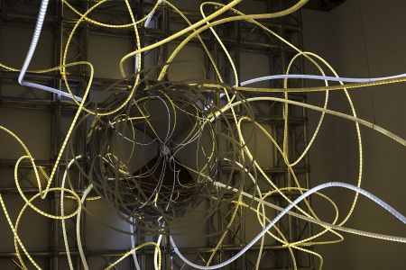 FORTUNA light sculpture by Grimanesa Amoros at the Tabacalera Promoción del Arte in Madrid, Spain