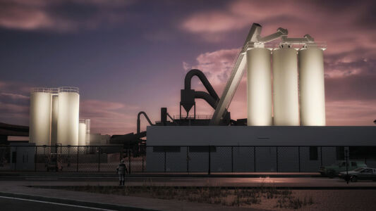 Harper Street Asphalt Plant FLEXUS light installation rendering by Grimanesa Amoros Studio