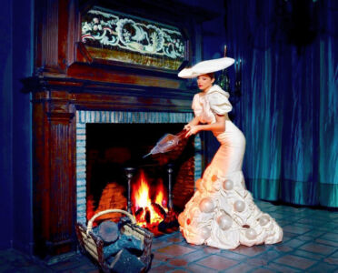 PRECIOUS NIPPLES sculpture dress by Grimanesa Amoros and fashion designer Manuel Fernandez, worn by Juana Acosta, for the N5 Fashion Art Institute in Madrid, Spain
