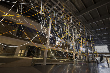 GOLDEN ARRAY light sculpture by Grimanesa Amoros at the Bandra Kurla Complex in Mumbai, India