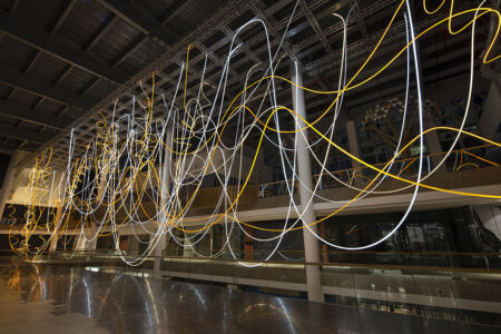 GOLDEN ARRAY light sculpture by Grimanesa Amoros at the Bandra Kurla Complex in Mumbai, India