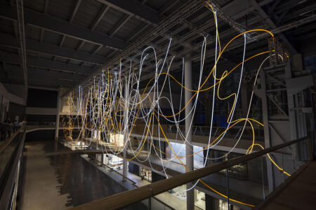 GOLDEN ARRAY light sculpture by Grimanesa Amoros at the Bandra Kurla Complex in Mumbai, India