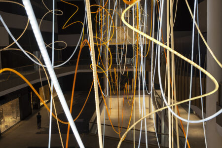 GOLDEN ARRAY light sculpture by Grimanesa Amoros at the Bandra Kurla Complex in Mumbai, India