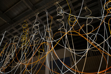 GOLDEN ARRAY light sculpture by Grimanesa Amoros at the Bandra Kurla Complex in Mumbai, India