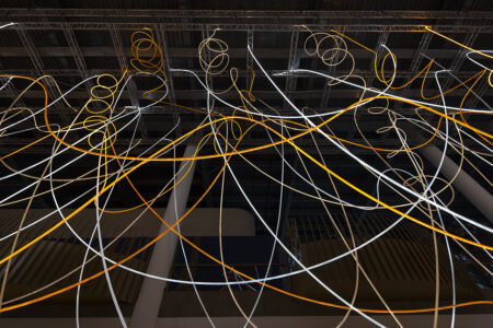 GOLDEN ARRAY light sculpture by Grimanesa Amoros at the Bandra Kurla Complex in Mumbai, India