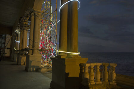 MARIPOSA DORADA light sculpture by Grimanesa Amoros for the 13th Havana Biennale in Havana, Cuba