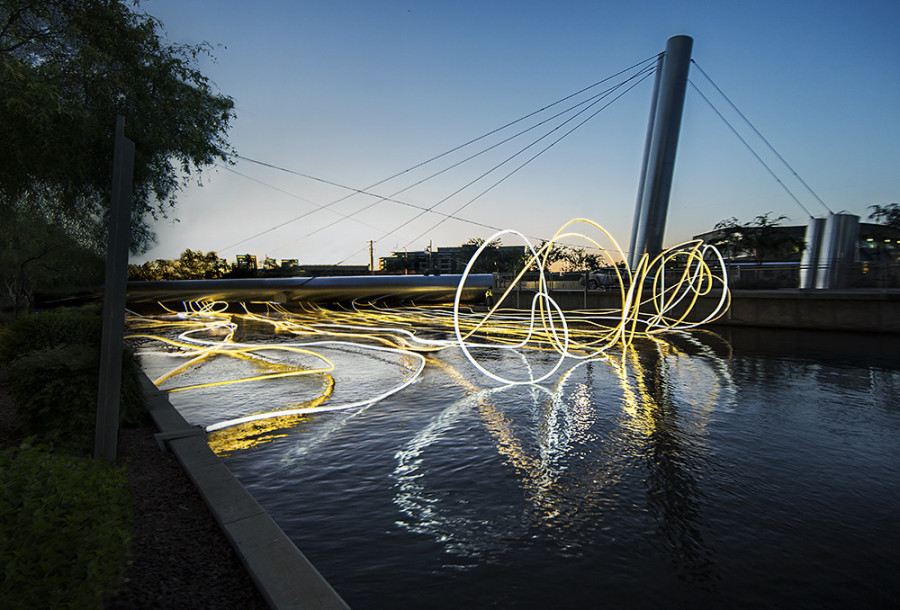 grimanesa amoros golden waters lighting sculpture installation in scottsdale arizona for scottsdale public art
