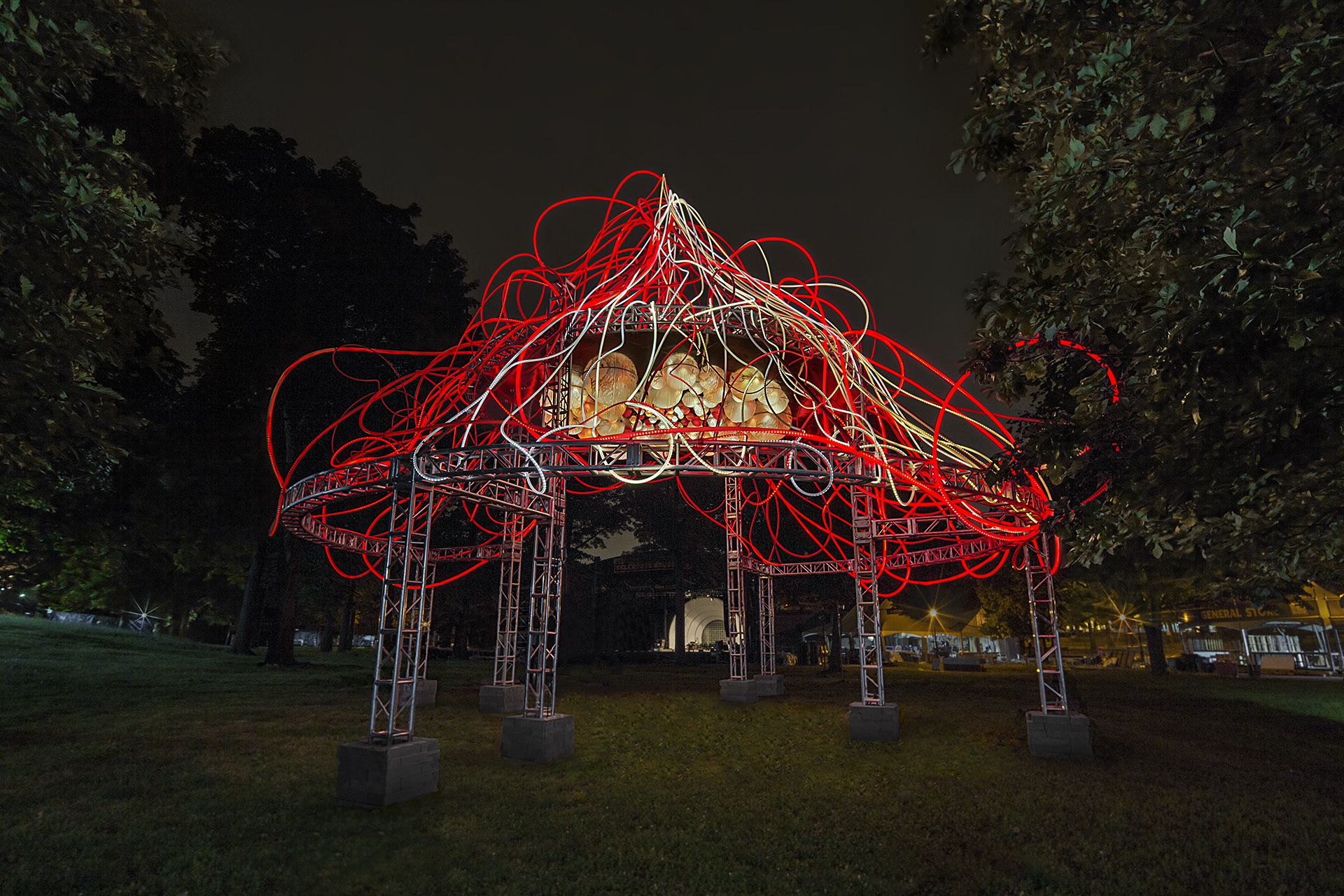 grimanesa amoros hedera light sculpture in prospect park at the bandshell in brooklyn new york