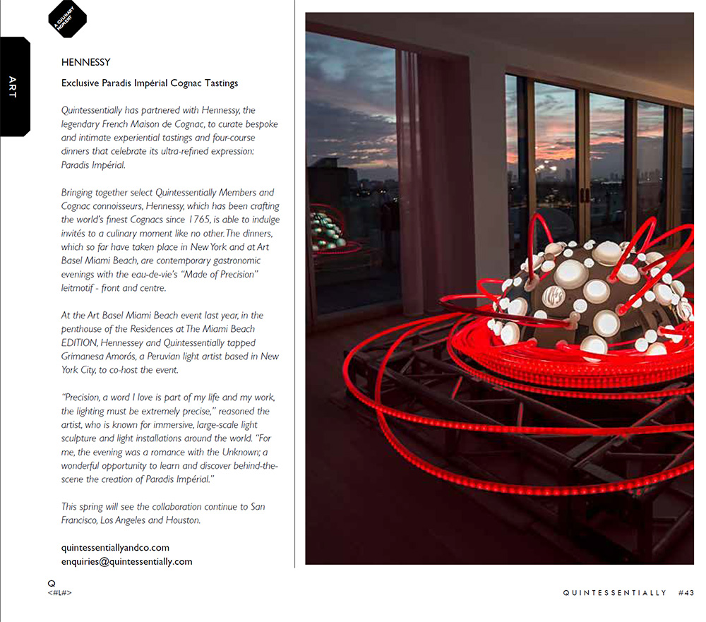 Grimanesa Amoros light sculputre Lotus at QUINTESSENTIALLY HENNESSY VIP event