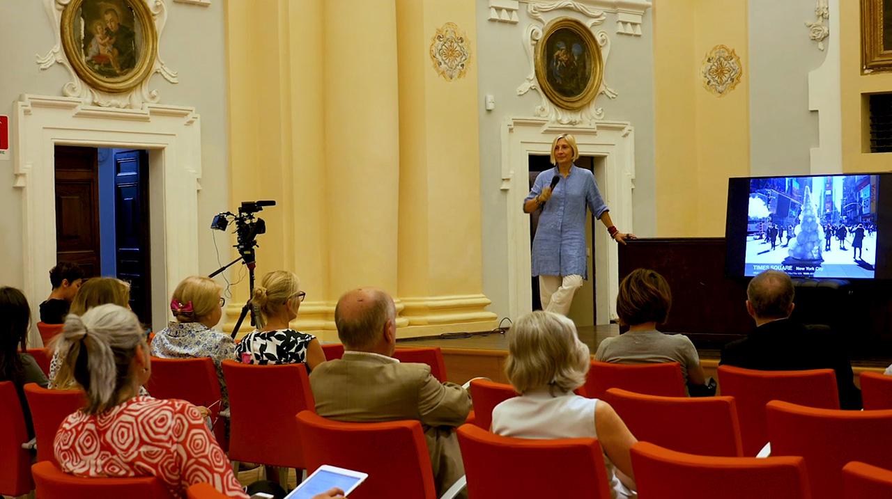 grimanesa amoros artist talk at auditorium vittorio taborra bagnoregio civita