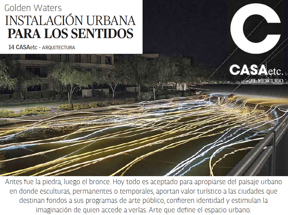 CASAetc Arquitectura article featuring Grimanesa Amoros' light installation Golden Waters