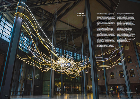 Arc Magazine Eye Opener article of Grimanesa Amoros light installation Scientia 