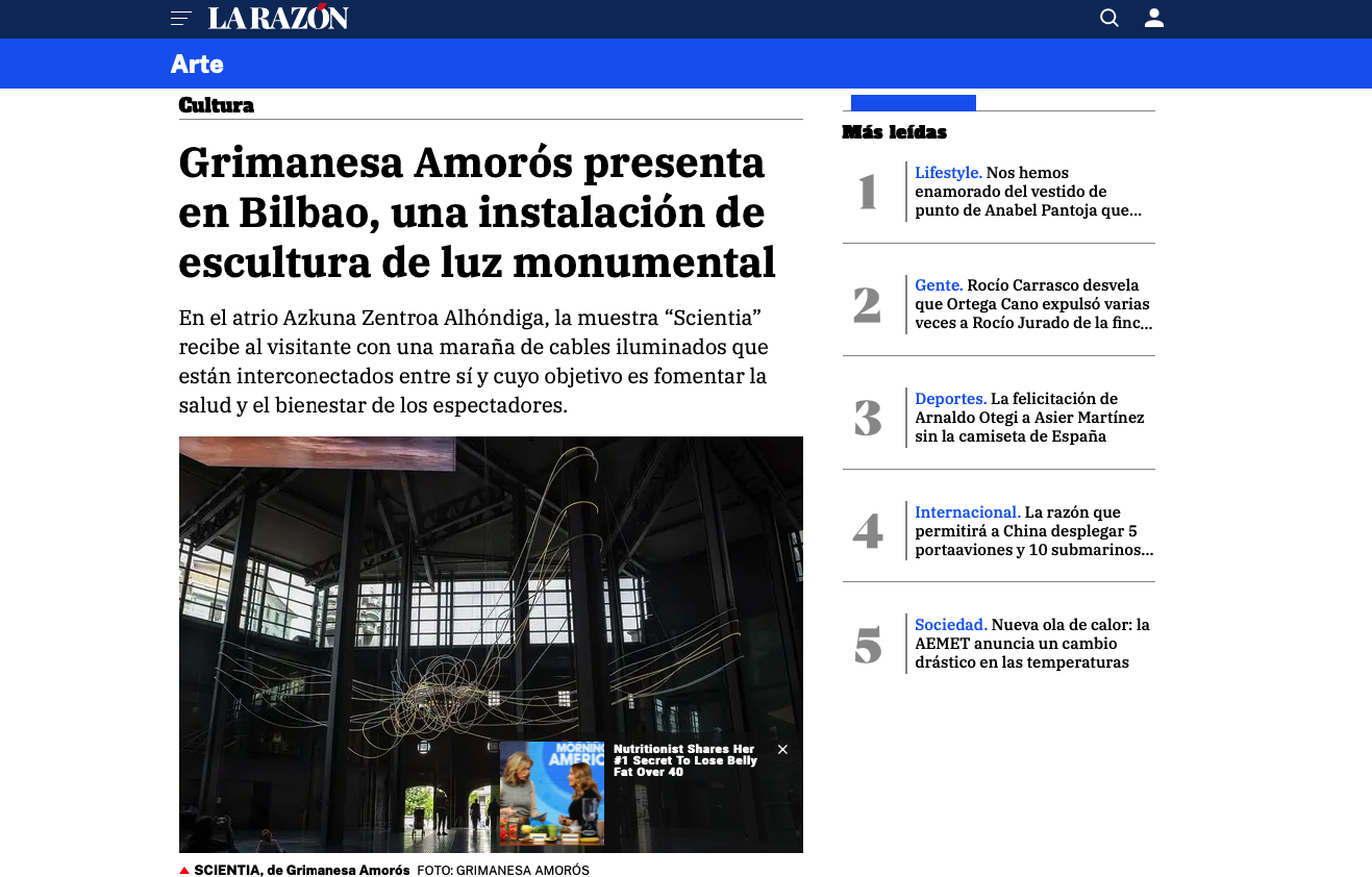 Grimanesa Amoros Scientia Light Installation News on Larazon